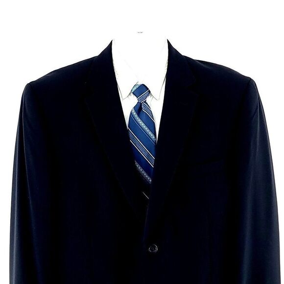 Pronto‎ Uomo Wool Blue 2 Button Blazer Measures 44R Tagged 44S - Picture 1 of 12